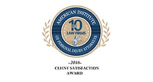 American Institute 10 Best Law Firms Of Personal Injury Attorneys | 2016 Client Satisfaction Award
